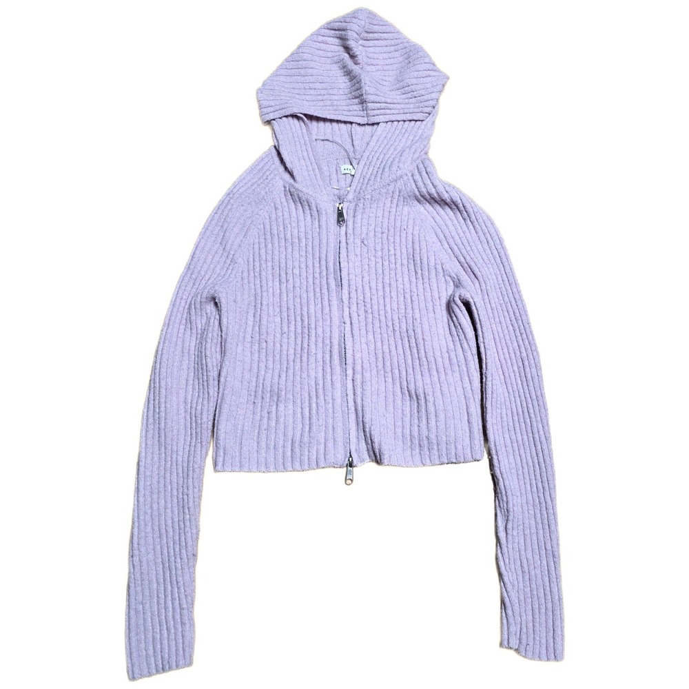 Aeropostale Ribbed Cropped Hoodie Sweater Women's Size S XL Pink Full Zipper